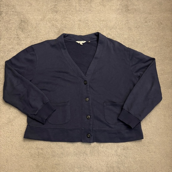 Toad&Co Daybreaker Cardi Cardigan Button Front Hemp Cotton Blend Navy Blue - Picture 3 of 8